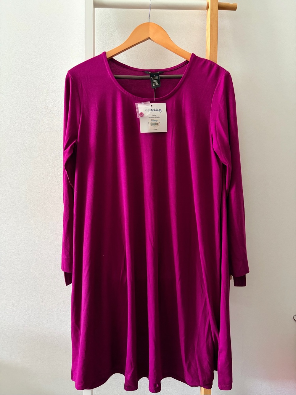 NWT Women’s Millenium Magenta Long Sleeve Swing Dress